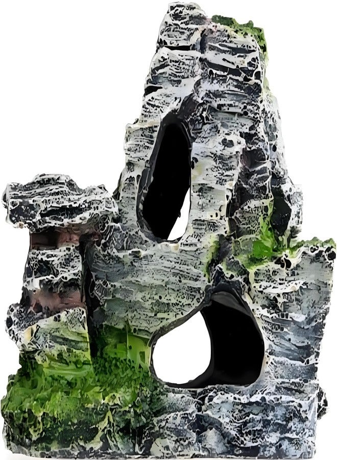 Kryoflare Artificial Moss Rock Cave Aquarium Decor, Fish Tank Hideout, Mountain Terrain Ornament - Image 1